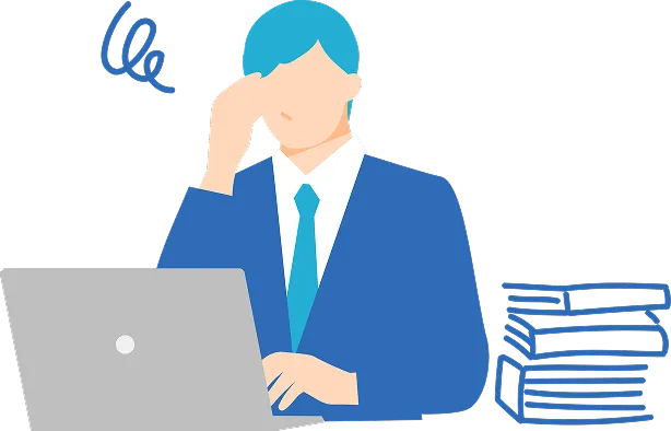 仕事量の多さに悩んでいるビジネスパーソンのイメージ